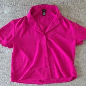 Express Fuchsia Button-Up Shirt